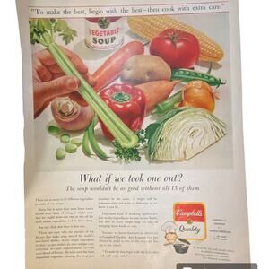 Campbells Soup Print Ad 14 x 10.5 Seagrams 7 Crown May 11 1962 Frame Ready Color